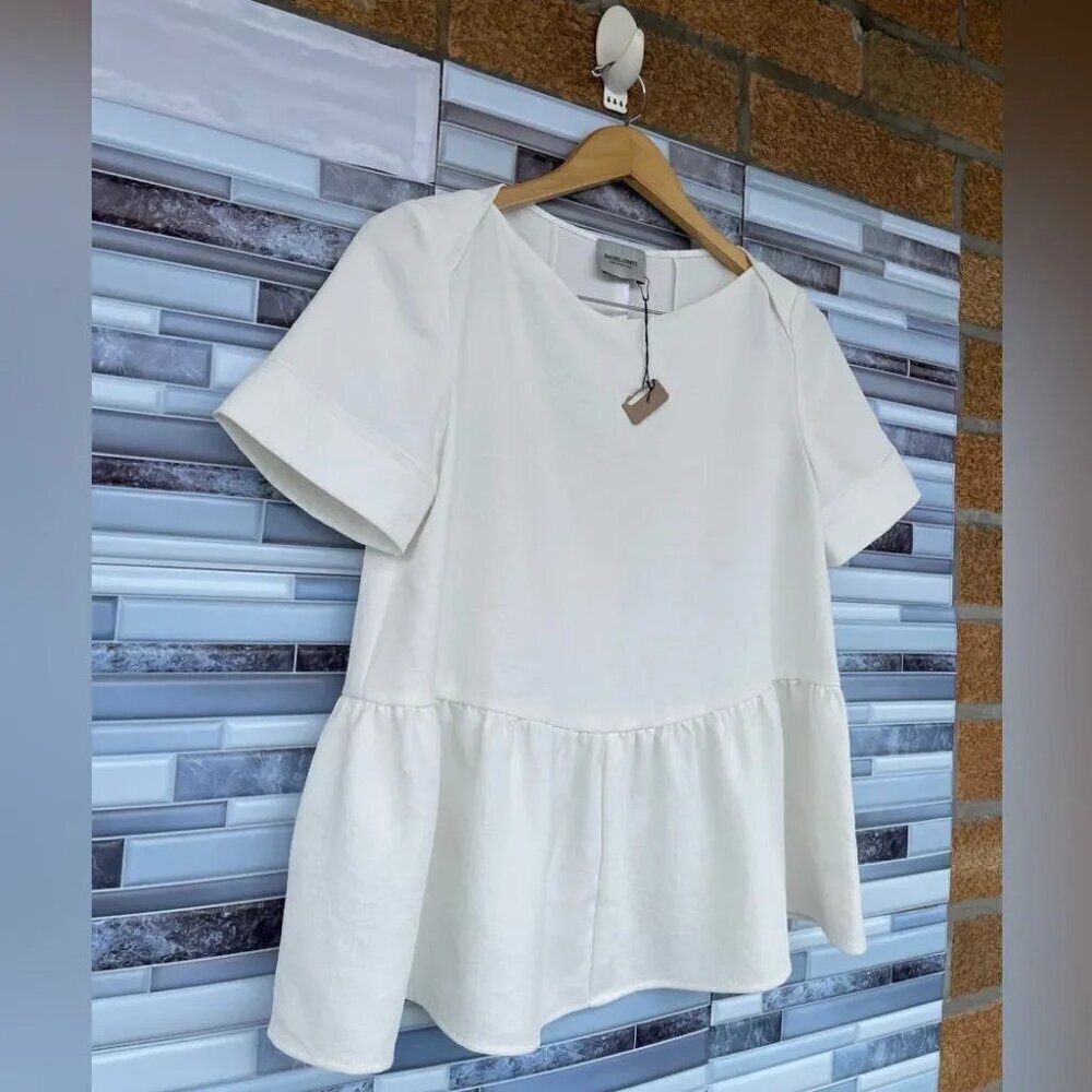 Rachel Comey Short Sleeve Ivory Peplum Blouse size 4 - Picture 4 of 8